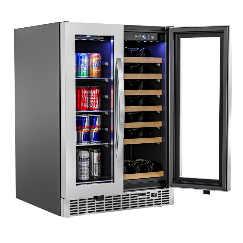 24 in. Dual Zone, Full Glass Door, 21-Bottle/60-Can Wine and Beverage Cooler, Freestanding or Built-in Unit, 4 cu ft KMCWB1830SS, product image 2 of 11