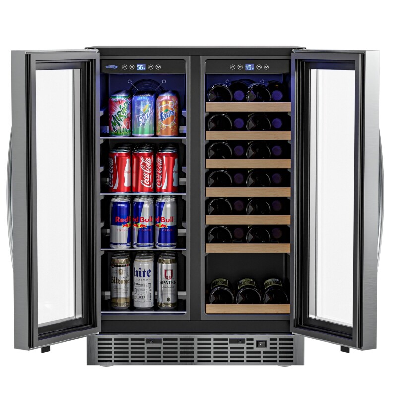 24 in. Dual Zone, Full Glass Door, 21-Bottle/60-Can Wine and Beverage Cooler, Freestanding or Built-in Unit, 4 cu ft KMCWB1830SS, product image 4 of 11
