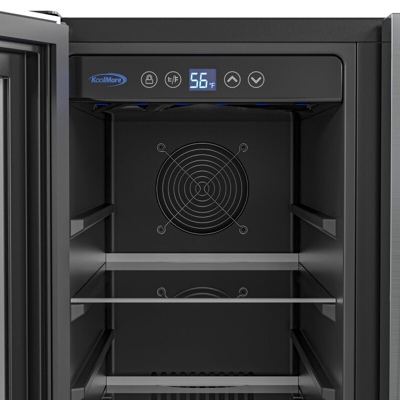 24 in. Dual Zone, Full Glass Door, 21-Bottle/60-Can Wine and Beverage Cooler, Freestanding or Built-in Unit, 4 cu ft KMCWB1830SS, product image 6 of 11