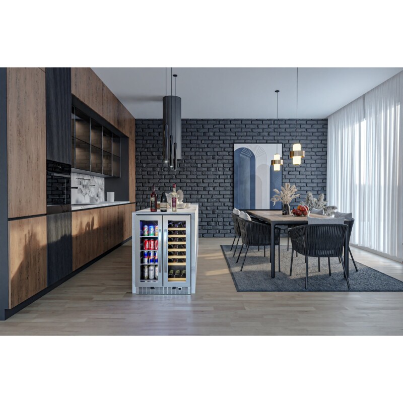 24 in. Dual Zone, Full Glass Door, 21-Bottle/60-Can Wine and Beverage Cooler, Freestanding or Built-in Unit, 4 cu ft KMCWB1830SS, product image 8 of 11
