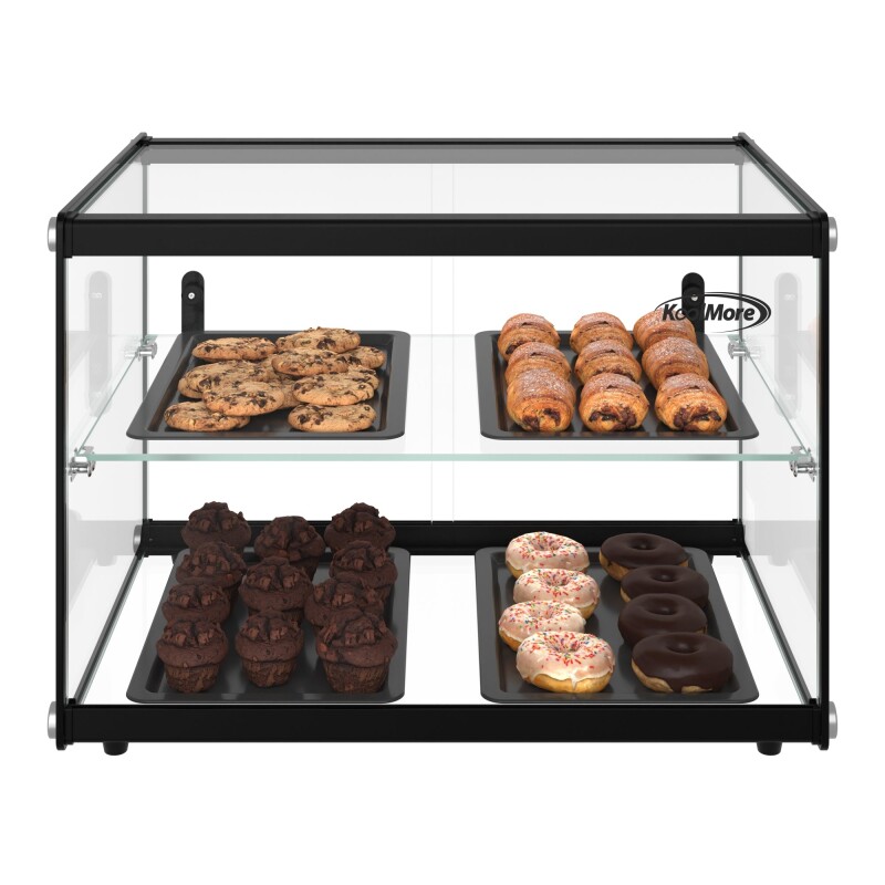 22 in. Tiered Pastry Display Case With Shelf and Sliding Door ETL Certified, 2.2 cu. ft. Capacity KMDC2CSBK