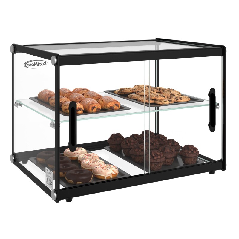 22 in. Tiered Pastry Display Case With Shelf and Sliding Door ETL Certified, 2.2 cu. ft. Capacity KMDC2CSBK, product image 2 of 13