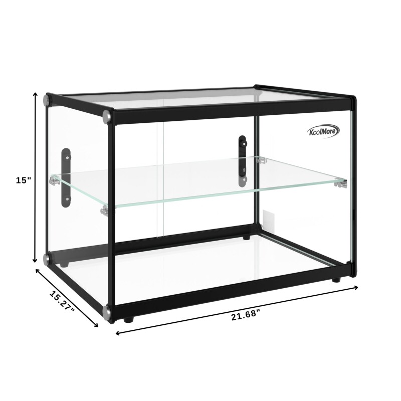 22 in. Tiered Pastry Display Case With Shelf and Sliding Door ETL Certified, 2.2 cu. ft. Capacity KMDC2CSBK, product image 3 of 13
