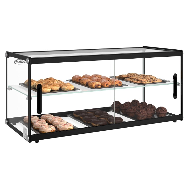 33 in. 2 Tiered Pastry Display Case With Shelf and Sliding Door, 3.2 cu. ft. Capacity, ETL Listed KMDC3CSBK, product image 2 of 12