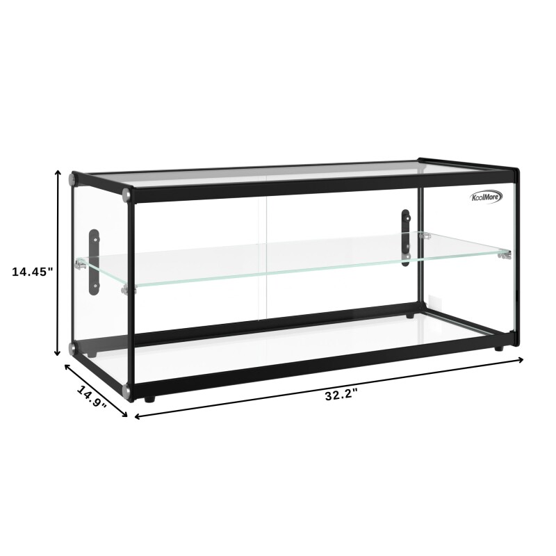 33 in. 2 Tiered Pastry Display Case With Shelf and Sliding Door, 3.2 cu. ft. Capacity, ETL Listed KMDC3CSBK, product image 5 of 12