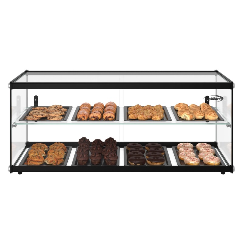 36 in. 2 Tiered Pastry Display Case With Shelf and Sliding Door, 4.2 cu. ft. Capacity, ETL Listed KMDC4CSBK