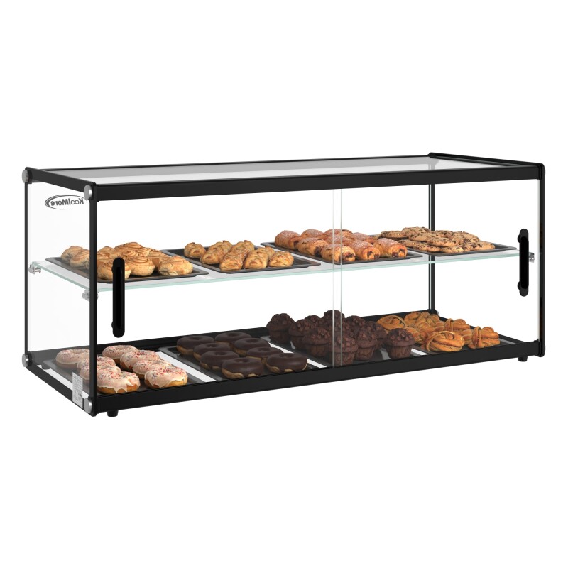 36 in. 2 Tiered Pastry Display Case With Shelf and Sliding Door, 4.2 cu. ft. Capacity, ETL Listed KMDC4CSBK, product image 2 of 12