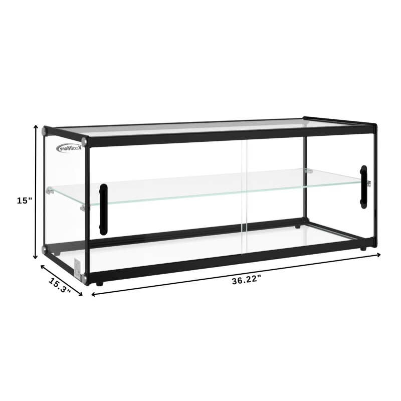 36 in. 2 Tiered Pastry Display Case With Shelf and Sliding Door, 4.2 cu. ft. Capacity, ETL Listed KMDC4CSBK, product image 3 of 12