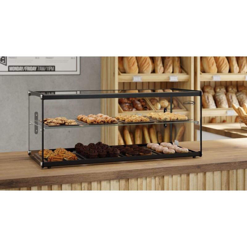 36 in. 2 Tiered Pastry Display Case With Shelf and Sliding Door, 4.2 cu. ft. Capacity, ETL Listed KMDC4CSBK, product image 5 of 12
