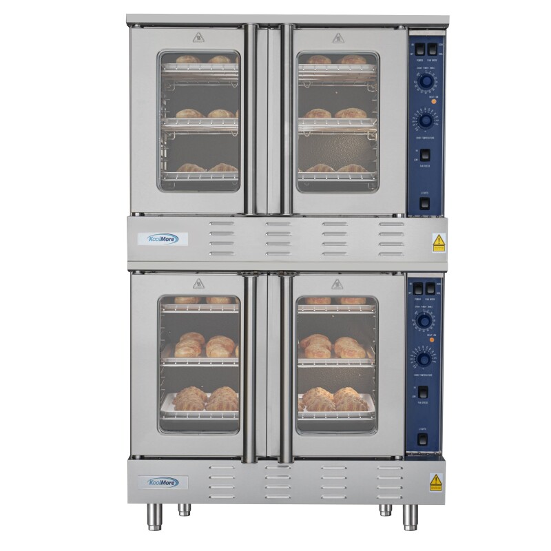 38 in. Full Size Double Commercial LP Convection Oven 108,000 BTU Total With Stacking Kit KMDCCO54LP