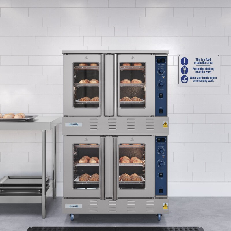 38 in. Full Size Double Commercial LP Convection Oven 108,000 BTU Total with Stacking Kit and Casters KMDCCO54LPC, product image 5 of 13