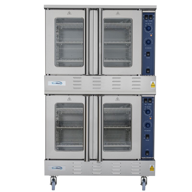 38 in. Full Size Double Commercial LP Convection Oven 108,000 BTU Total with Stacking Kit and Casters KMDCCO54LPC, product image 7 of 13