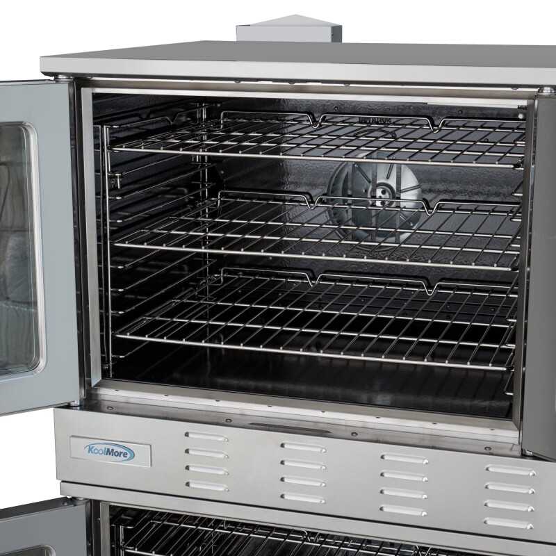 38 in. Full Size Double Commercial LP Convection Oven 108,000 BTU Total with Stacking Kit and Casters KMDCCO54LPC, product image 11 of 13