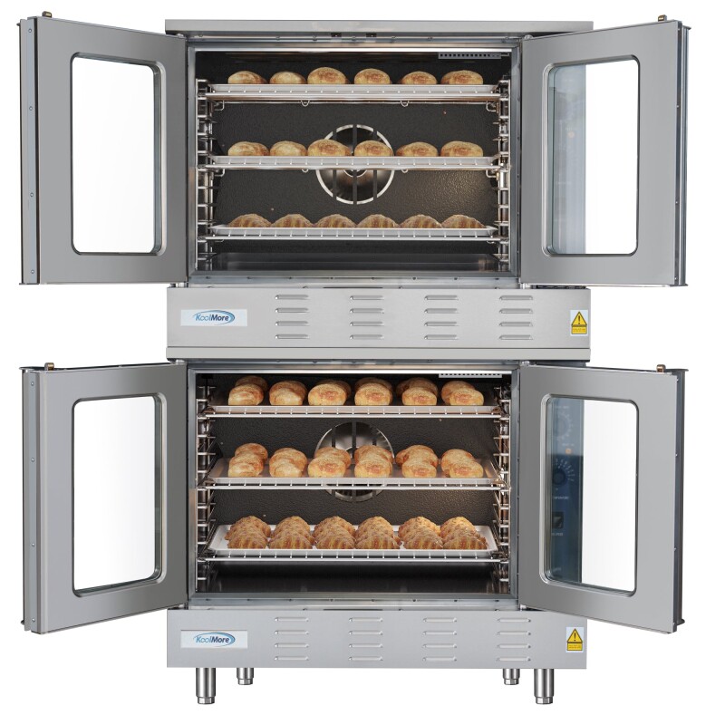 38 in. Full Size Double Commercial Natural Gas Convection Oven 108,000 BTU Total with Stacking Kit KMDCCO54NG, product image 2 of 13