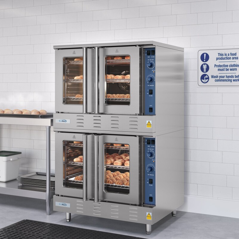38 in. Full Size Double Commercial Natural Gas Convection Oven 108,000 BTU Total with Stacking Kit KMDCCO54NG, product image 7 of 13