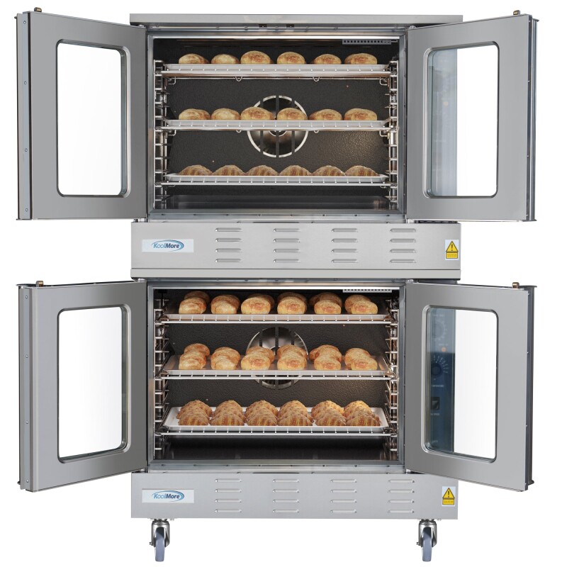38 in. Full Size Double Commercial Natural Gas Convection Oven 108,000 BTU Total with stacking And Casters KMDCCO54NGC, product image 2 of 13
