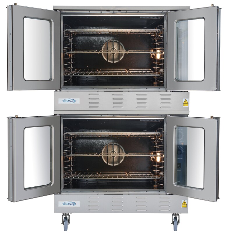 38 in. Full Size Double Commercial Natural Gas Convection Oven 108,000 BTU Total with stacking And Casters KMDCCO54NGC, product image 3 of 13