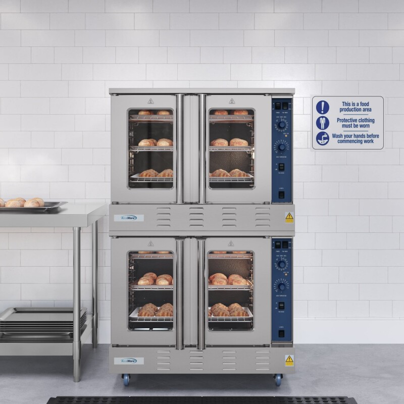 38 in. Full Size Double Commercial Natural Gas Convection Oven 108,000 BTU Total with stacking And Casters KMDCCO54NGC, product image 5 of 13