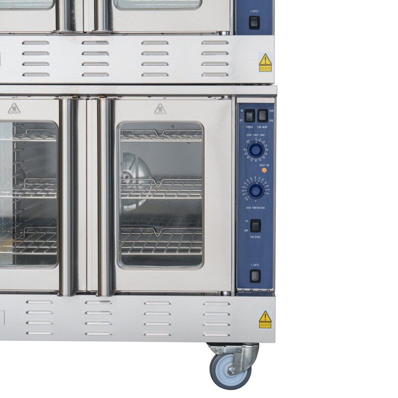 38 in. Full Size Double Commercial Natural Gas Convection Oven 108,000 BTU Total with stacking And Casters KMDCCO54NGC, product image 9 of 13