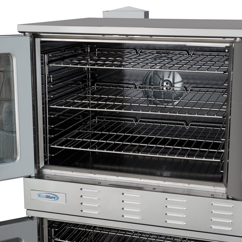 38 in. Full Size Double Commercial Natural Gas Convection Oven 108,000 BTU Total with stacking And Casters KMDCCO54NGC, product image 10 of 13
