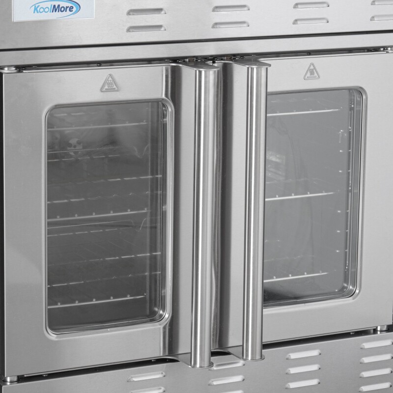 38 in. Full Size Double Commercial Natural Gas Convection Oven 108,000 BTU Total with stacking And Casters KMDCCO54NGC, product image 11 of 13