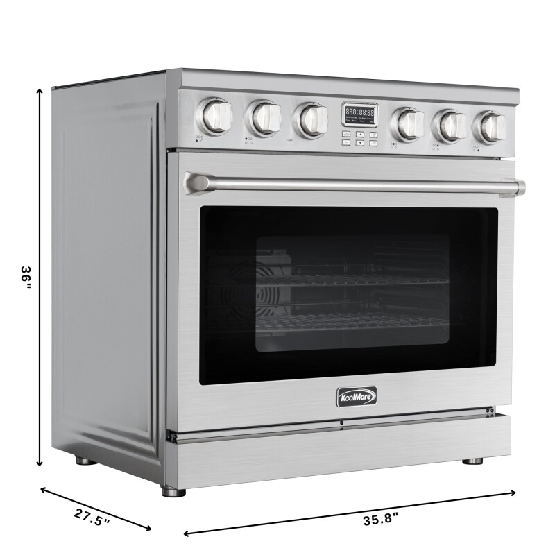 36 in. Professional Electric Range with 16600W of Power, 240V in Stainless-Steel KMEPR36APSS, product image 3 of 12