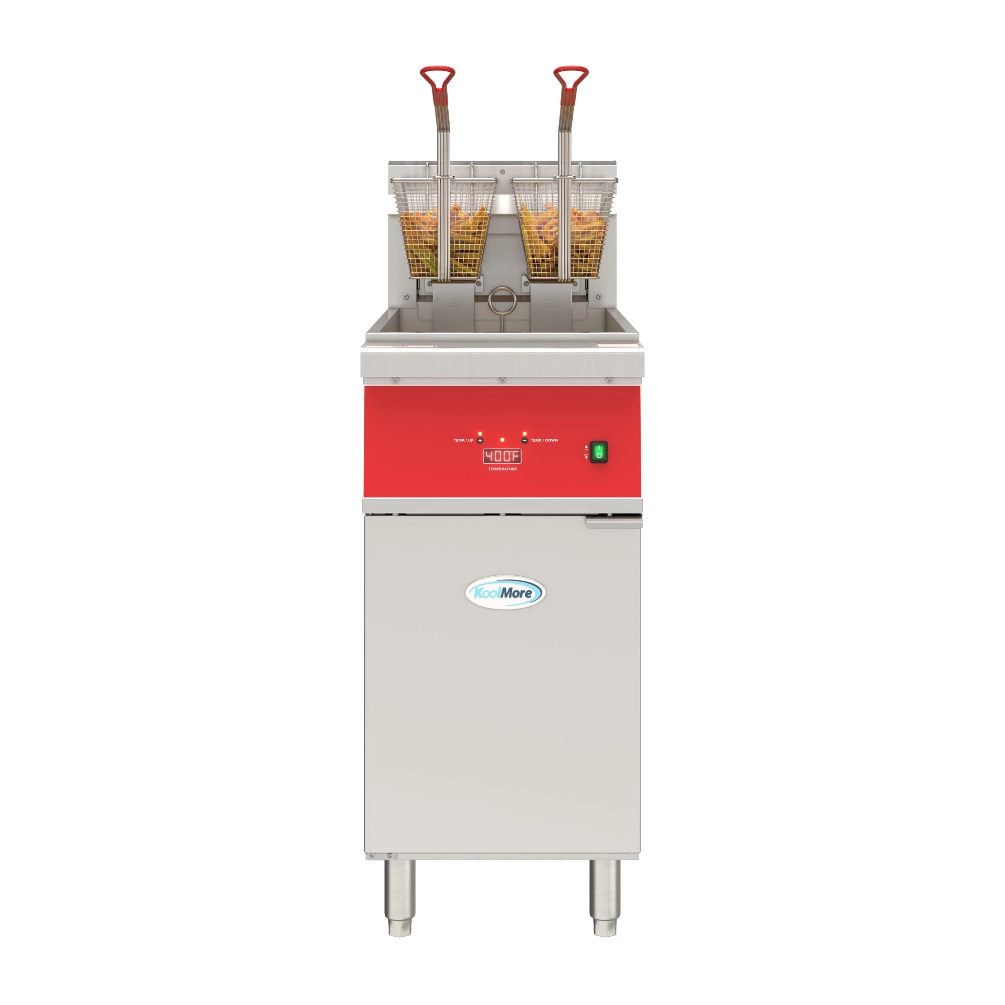 40 lb. Commercial Electric Floor Deep Fryer, 240V 3-Phase in Stainless-Steel KMFDF40EE