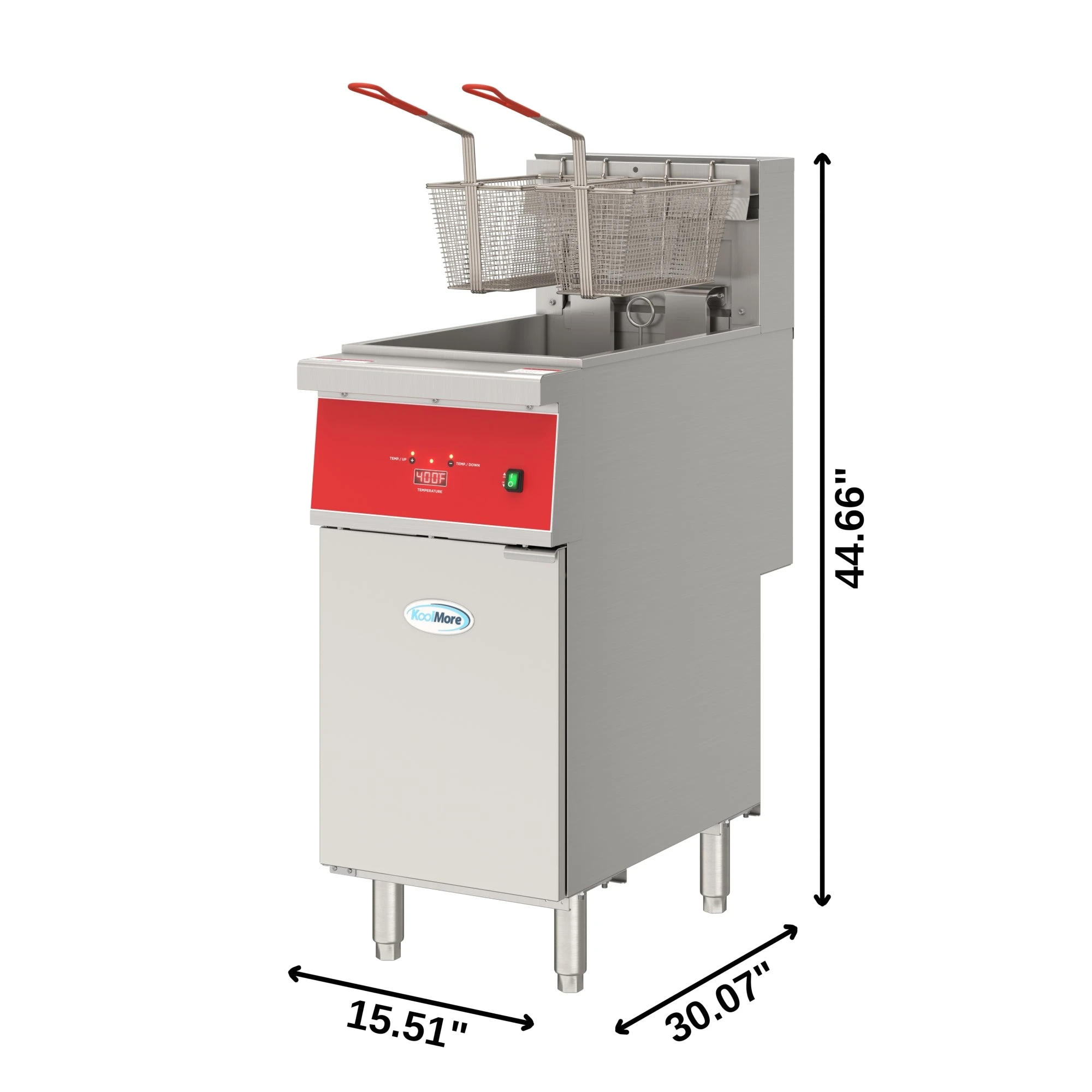 40 lb. Commercial Electric Floor Deep Fryer, 240V 3-Phase in Stainless-Steel KMFDF40EE