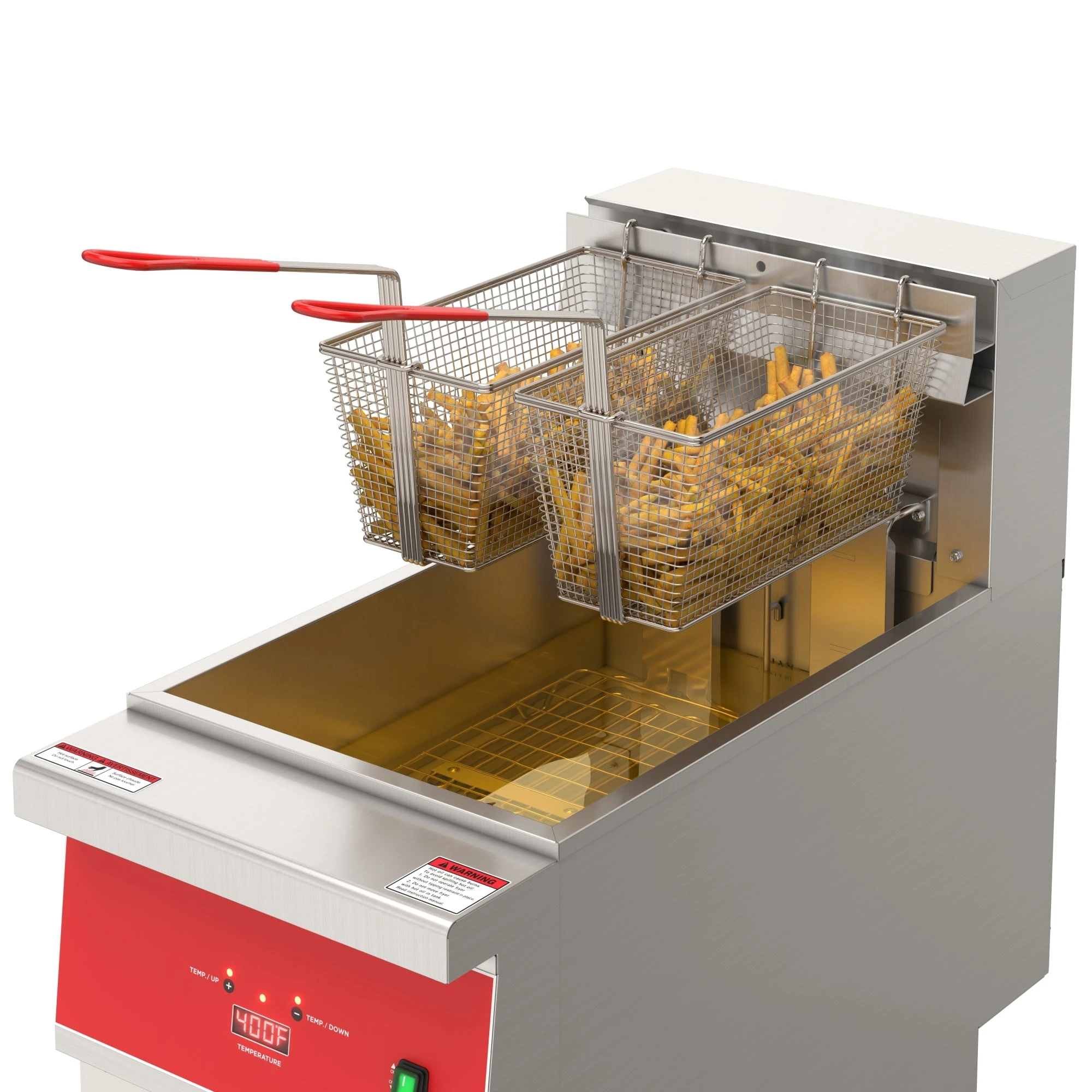 40 lb. Commercial Electric Floor Deep Fryer, 240V 3-Phase in Stainless-Steel KMFDF40EE