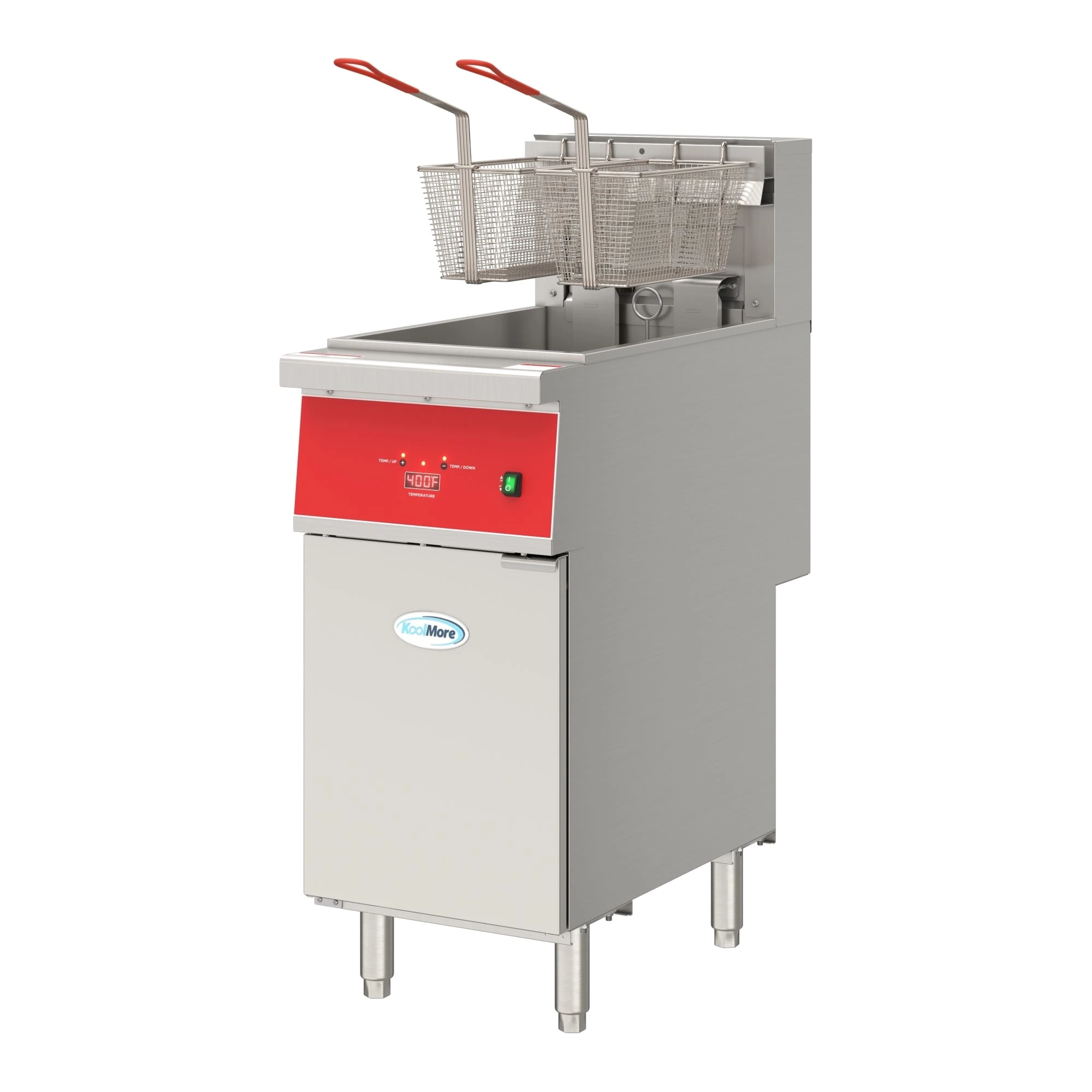 40 lb. Commercial Electric Floor Deep Fryer, 240V 3-Phase in Stainless-Steel KMFDF40EE