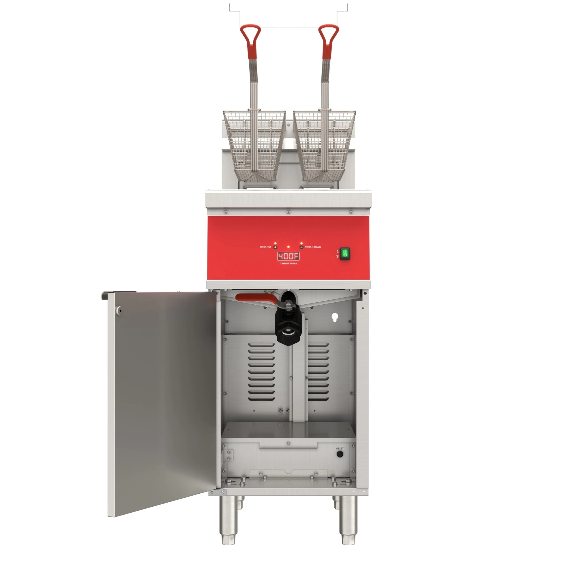 40 lb. Commercial Electric Floor Deep Fryer, 240V 3-Phase in Stainless-Steel KMFDF40EE