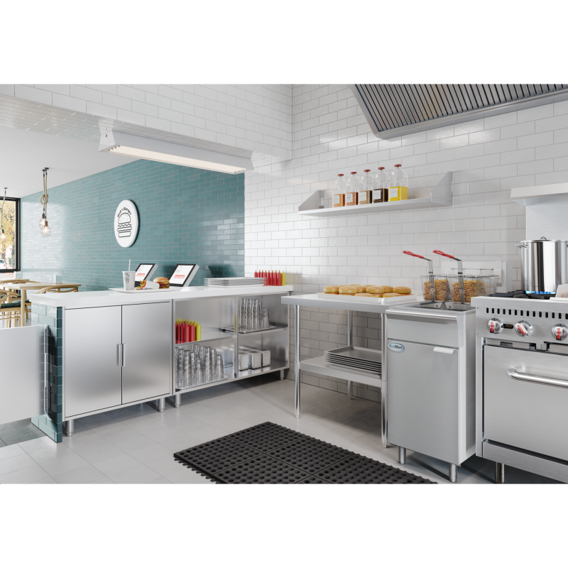 40 lb. Floor Standing Liquid Propane Commercial Fryer with 90,000 BTU in Stainless-Steel, ETL Listed KMFDF40LP, product image 6 of 13