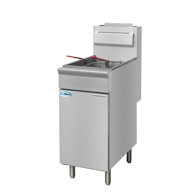 40 lb. Floor Standing Liquid Propane Commercial Fryer with 90,000 BTU in Stainless-Steel, ETL Listed KMFDF40LP, product image 9 of 13