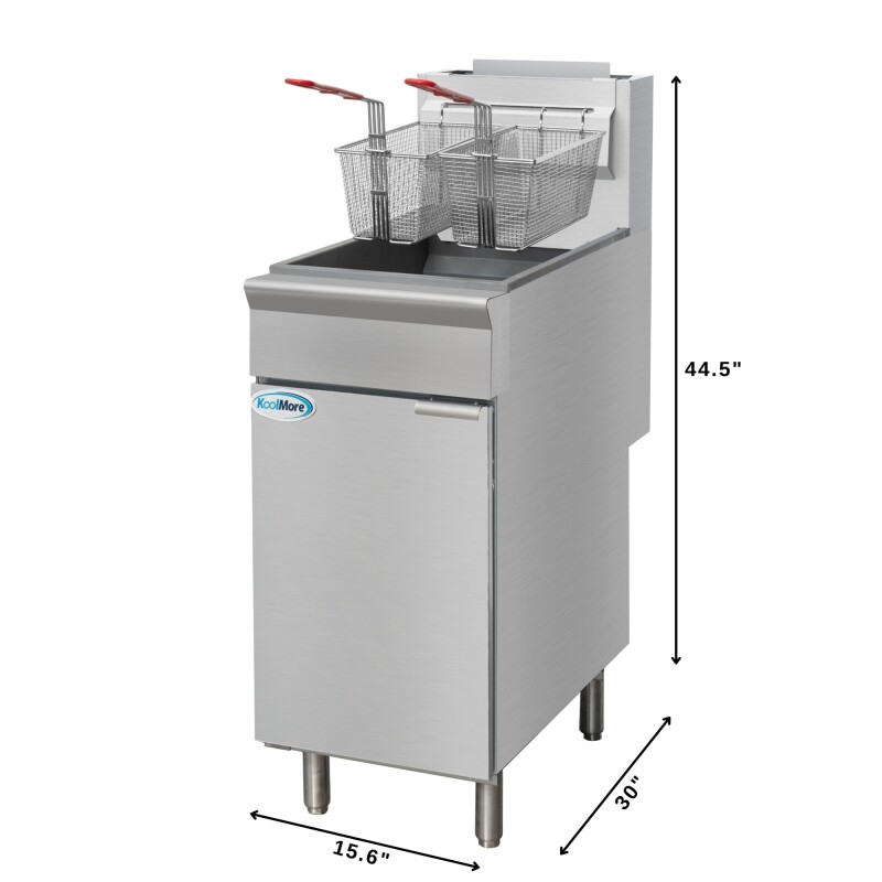50 lb. Floor Standing Liquid Propane Commercial Fryer with 120,000 BTU in Stainless-Steel, ETL Listed KMFDF50LP, product image 3 of 12