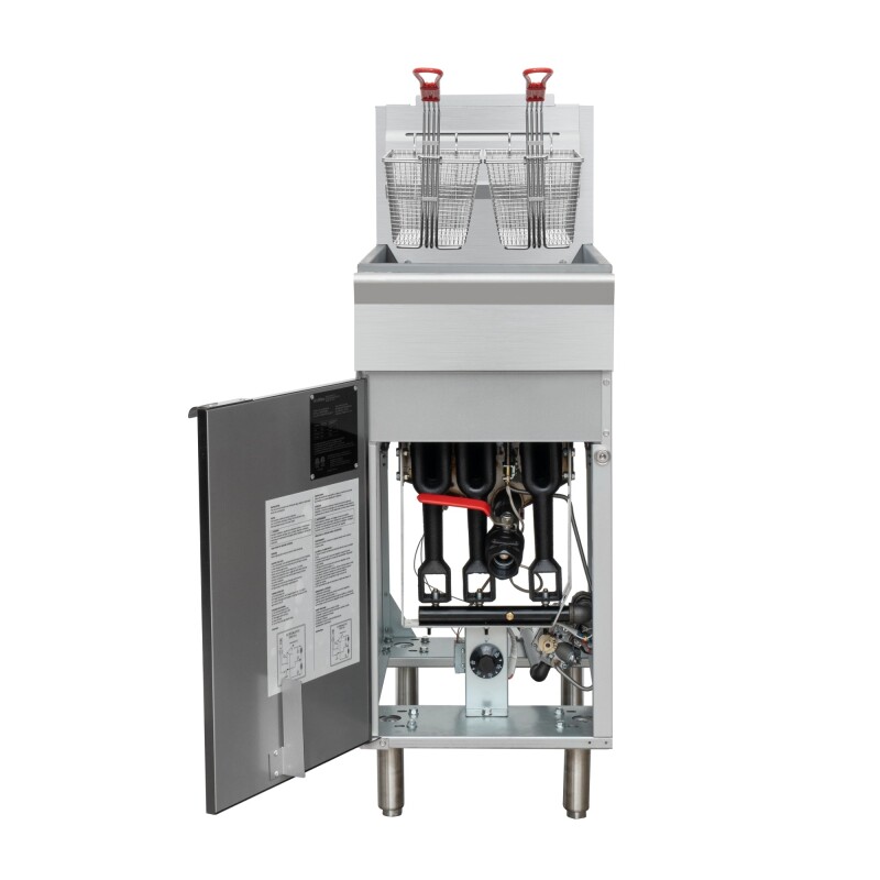 50 lb. Floor Standing Natural Gas Commercial Fryer with 120,000 BTU in Stainless-Steel, ETL Listed KMFDF50NG, product image 8 of 12