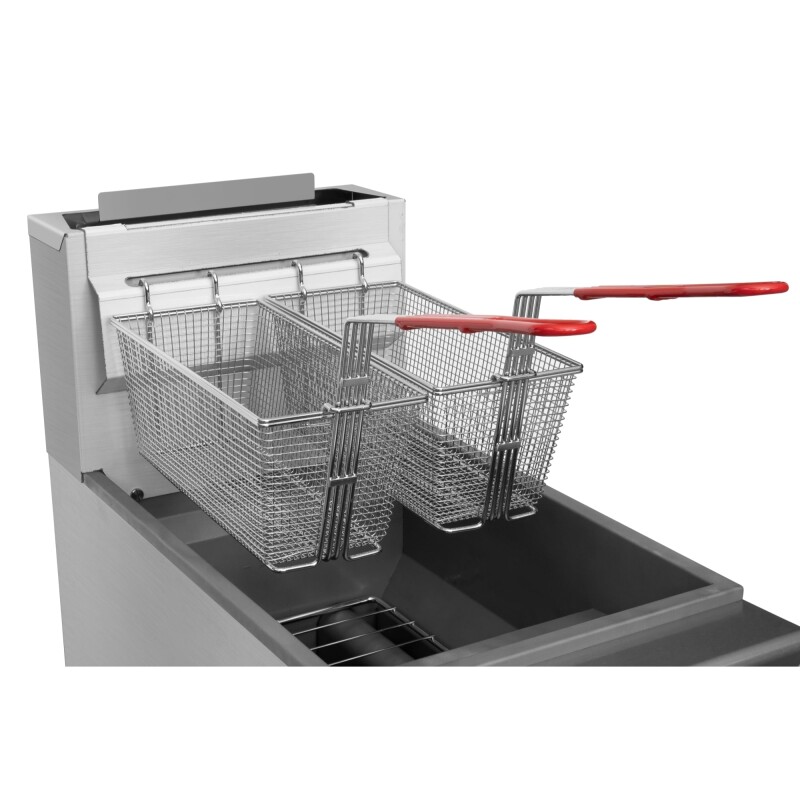 50 lb. Floor Standing Natural Gas Commercial Fryer with 120,000 BTU in Stainless-Steel, ETL Listed KMFDF50NG, product image 10 of 12