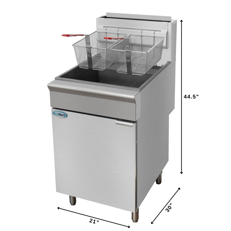 75 lb. Floor Standing Liquid Propane Commercial Fryer with 150,000 BTU in Stainless-Steel, ETL Listed KMFDF75LP, product image 3 of 12