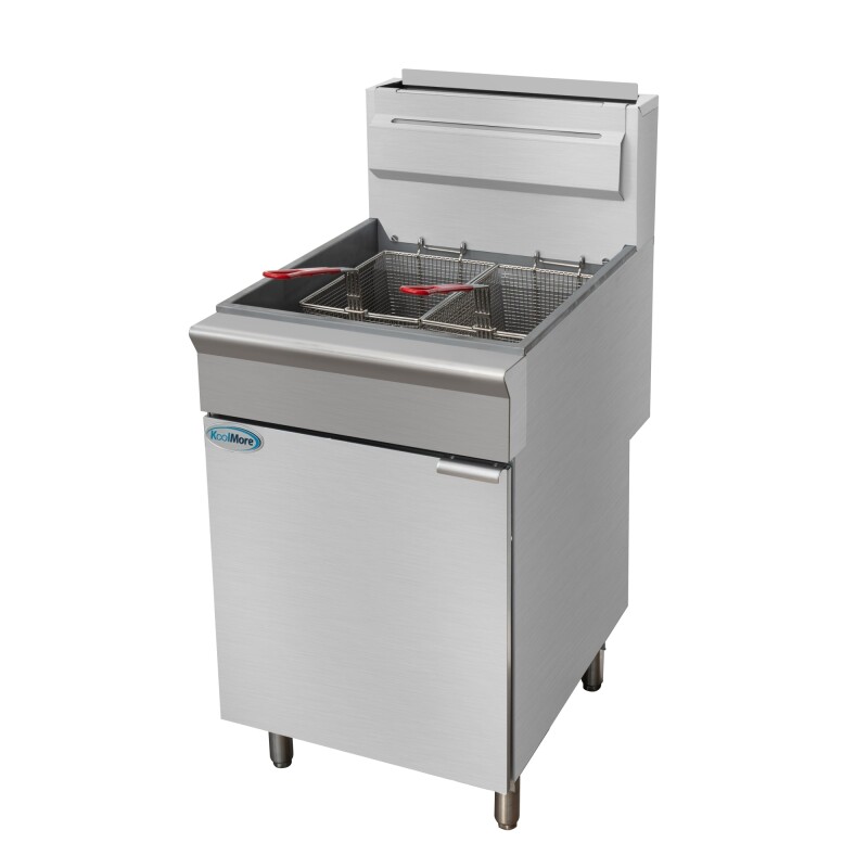 75 lb. Floor Standing Liquid Propane Commercial Fryer with 150,000 BTU in Stainless-Steel, ETL Listed KMFDF75LP, product image 6 of 12