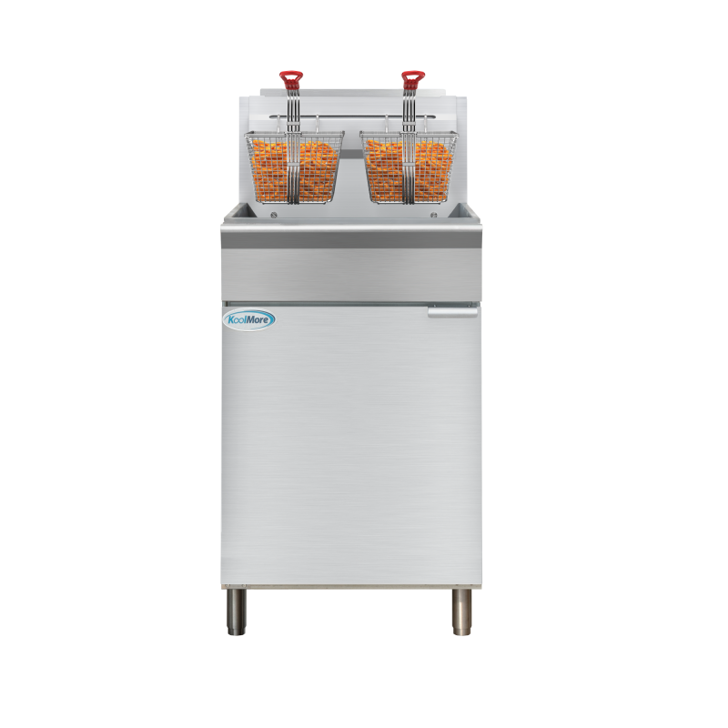 75 lb. Floor Standing Natural Gas Commercial Fryer with 150,000 BTU in Stainless-Steel, ETL Listed KMFDF75NG