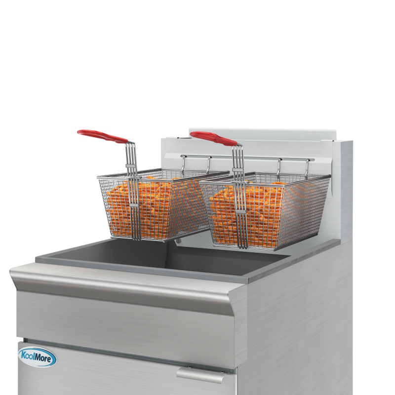 75 lb. Floor Standing Natural Gas Commercial Fryer with 150,000 BTU in Stainless-Steel, ETL Listed KMFDF75NG, product image 2 of 12