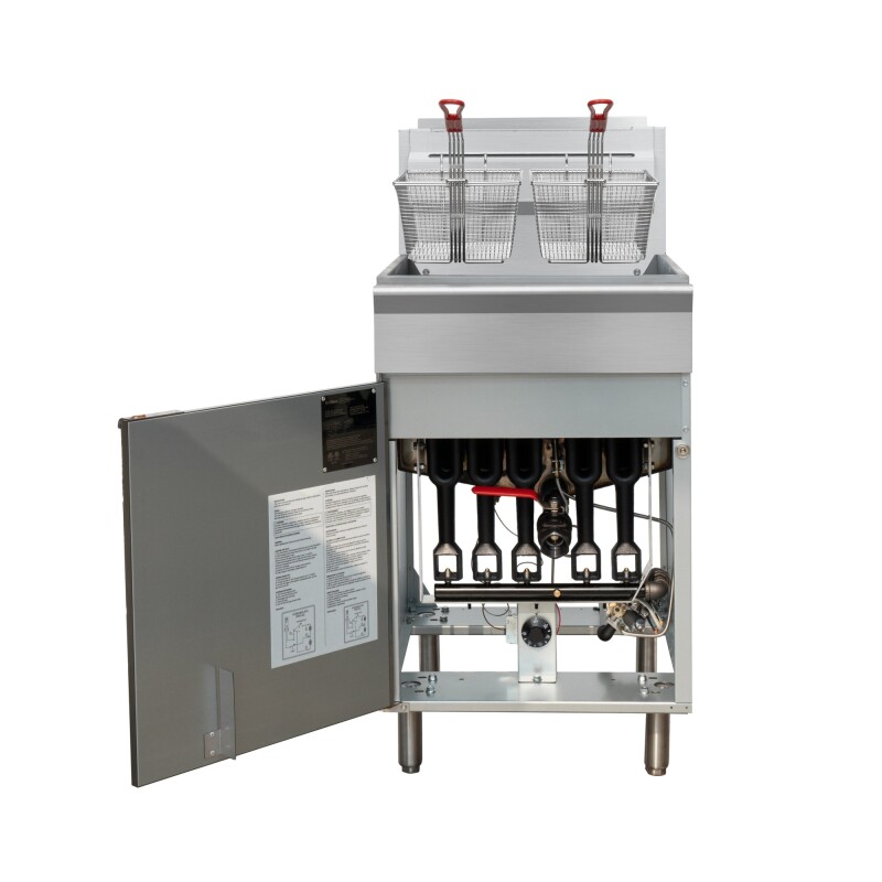 75 lb. Floor Standing Natural Gas Commercial Fryer with 150,000 BTU in Stainless-Steel, ETL Listed KMFDF75NG, product image 6 of 12