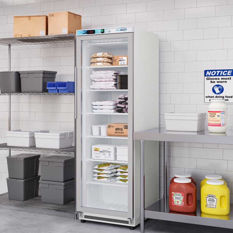 12 Cu. ft. Commercial Freezer with Glass Door in White - Manual Defrost KMFMD12WGD