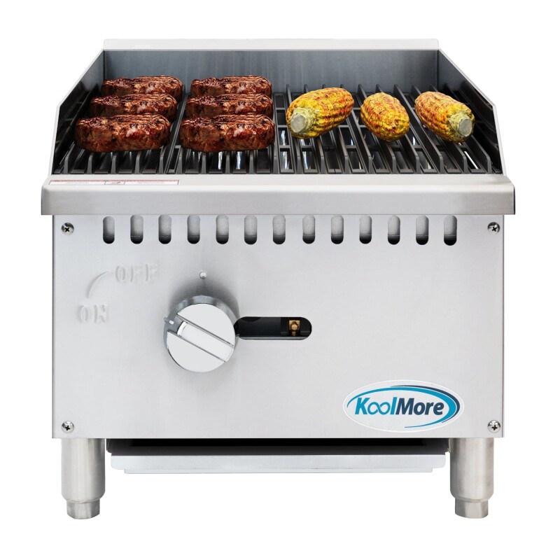 16 in. Commercial 1-Burner Natural Gas Charbroiler with 30,000 BTU in Stainless-Steel KMGCB118M