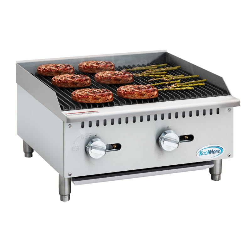 24 in. Commercial 2-Burner Natural Gas Charbroiler with 60,000 BTU in Stainless-Steel KMGCB224M, product image 2 of 10