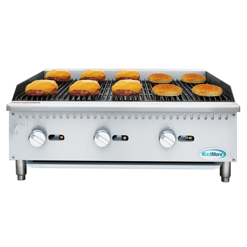 36 in. Commercial 3-Burner Natural Gas Charbroiler with 90,000 BTU in Stainless-Steel KMGCB336M