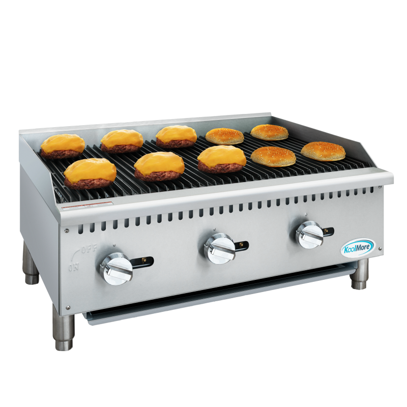 36 in. Commercial 3-Burner Natural Gas Charbroiler with 90,000 BTU in Stainless-Steel KMGCB336M, product image 2 of 12
