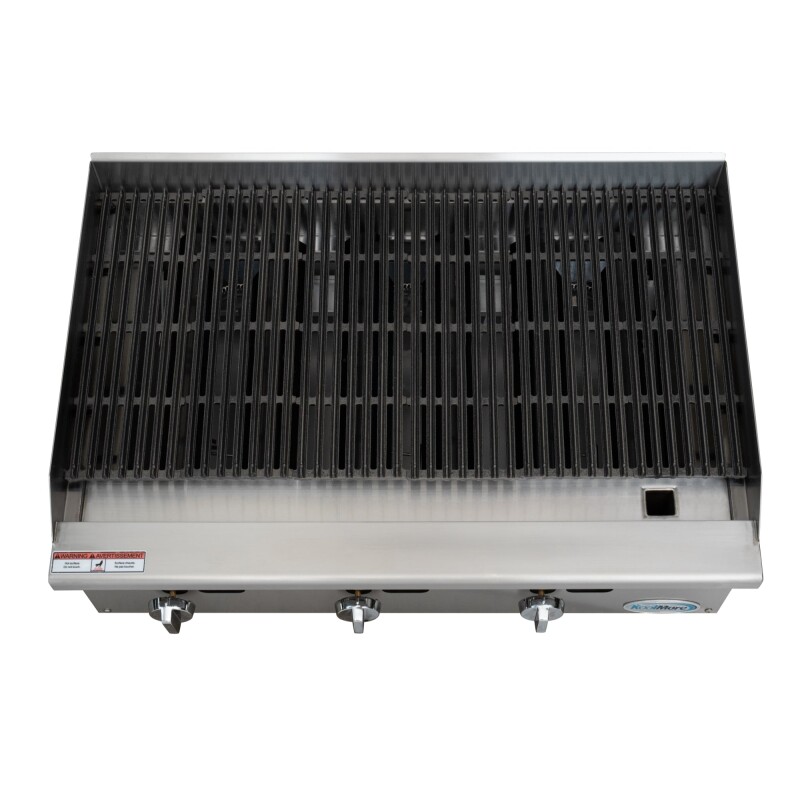 36 in. Commercial 3-Burner Natural Gas Charbroiler with 90,000 BTU in Stainless-Steel KMGCB336M, product image 6 of 12