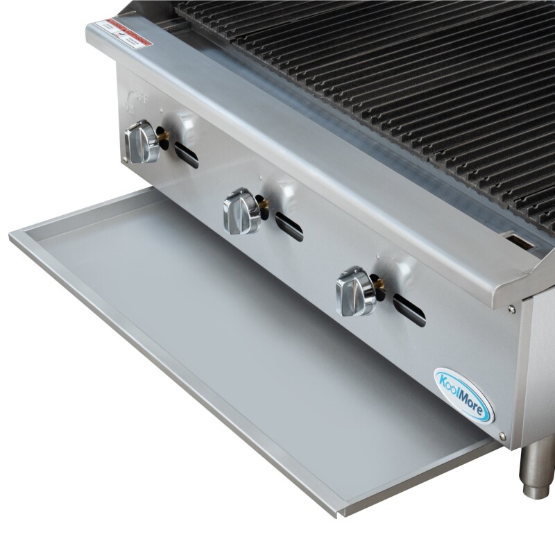 36 in. Commercial 3-Burner Natural Gas Charbroiler with 90,000 BTU in Stainless-Steel KMGCB336M, product image 8 of 12