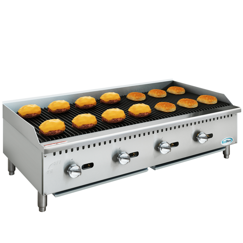 48 in. Commercial 4-Burner Natural Gas Charbroiler with 120,000 BTU in Stainless-Steel KMGCB448M, product image 3 of 13