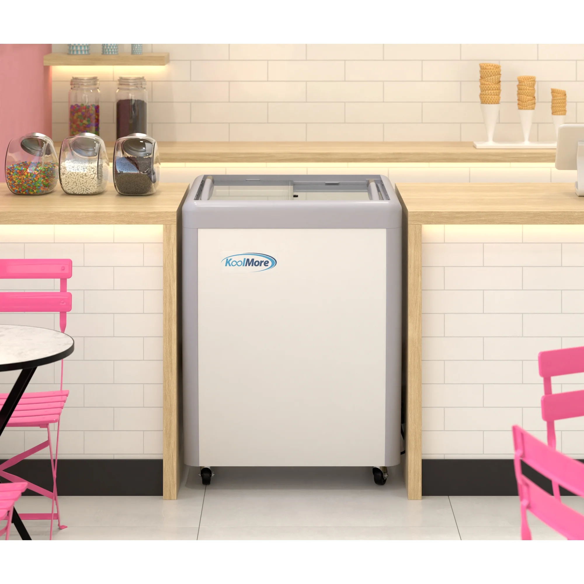 26 in. 5-Pan Gelato Dipping Cabinet Display Freezer with Sliding Glass Door, 6 cu. ft KMGDC26SD